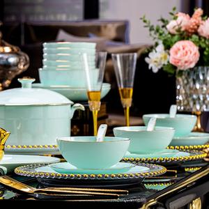 Nordic Gold Rim Meilleurs Plats En Céramique Assiettes Bol Cuisine Porcelaine <span class=keywords><strong>Vaisselle</strong></span> En Céramique Ensembles Assiettes En Porcelaine Osseuse pour Le Dîner - Product Image 4