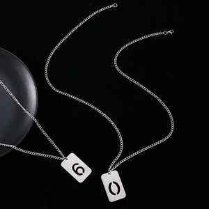 Dropshipping Gift HA Chaîne de chandail hip-hop pour hommes Pendentif <span class=keywords><strong>militaire</strong></span> <span class=keywords><strong>Collier</strong></span> creux numérique en acier inoxydable pour femmes - Product Image 4