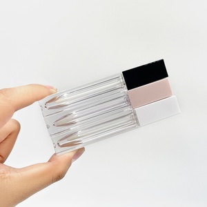 Tubes carrés vides pour gloss à lèvres de 10 ml, transparents, roses, blancs, noirs, avec applicateurs, pour emballage cosmétique - Product Image 2