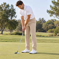 Celana Golf Pria Model Straight Fit Custom, Celana Anti Kusut Bahan Stretch OEM ODM Label Pribadi Pasokan Grosir