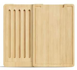 Planche à découper personnalisée en bois bambou <span class=keywords><strong>pain</strong></span> avec ramasse-miettes intégré - Product Image 6