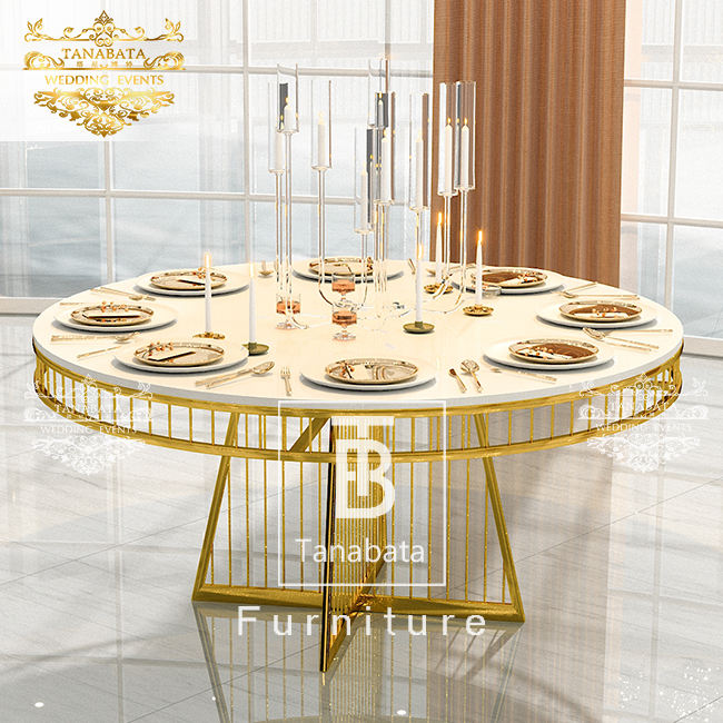 Wood Dining Table with Gold Legs Elegant Event Solutions