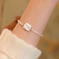 Bracelet carré unique en perles baroques et de riz d'eau douce américaines, plaqué or, longueur 16+3 cm, 4-5 mm, qualité AAA, tendance, pour femme