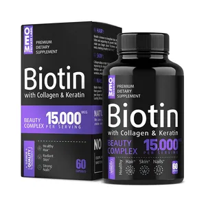OEM बायोटिन 15000mcg कैप्सूल बाल विकास विटामिन त्वचा देखभाल फर्म नाखून विटामिन बायोटिन अनुपूरक