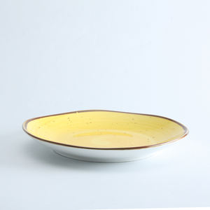 رد الفعل المزجج الأصفر أطباق من الخزف/ السيراميك عشاء مجموعة ، 24 قطع اليد رسمت مطعم عربي المطبخ مجموعة أواني الطعام من البورسلين - Product Image 3