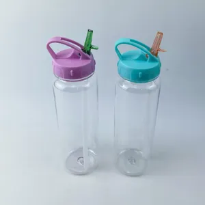 स्ट्रॉ वॉटर बोतल प्लास्टिक वॉटर बोतल के साथ 700 मिलीलीटर BPA मुक्त पानी की बोतल