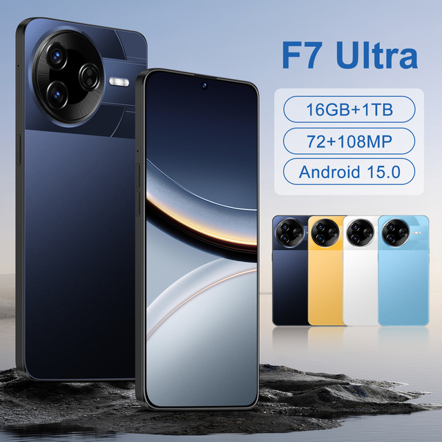 F7 Ultra Deca Core CPU Dual SIM Card 5G Smart Mobile Phone With 16GB+1TB Large Storage Android 15 System 108MP Rear Camera