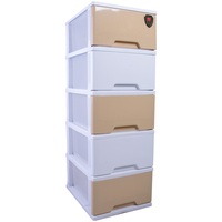 Tiroirs de rangement multifonctionnels modernes en plastique à 5 niveaux, de qualité supérieure, pour vêtements, avec revêtement de protection transparent, fabriqués en Malaisie