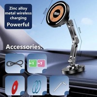 Nouveau support de téléphone magnétique universel en alliage de zinc 15W pour voiture, rotatif à 360 degrés, portable, pliable, compatible avec la charge sans fil