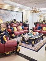 Ensemble de canapés en cuir véritable de style européen en forme de L avec chaises longues rembourrées en éponge, design mobile pour salon