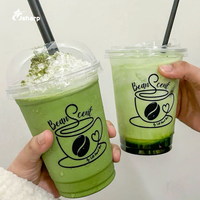 Gobelets en plastique PET personnalisés avec logo, de qualité alimentaire, pour boissons glacées, matcha, café, avec couvercles en dôme, vente en gros