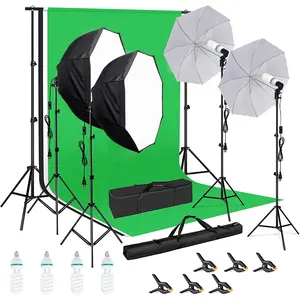 Takenoken Live Streaming ritratto foto Studio Set Softbox Kit di illuminazione con sfondo sistema di supporto per la fotografia - Product Image 1