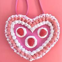 Nouveau design Mini sac à main en cuir PU en forme de cœur Faux gâteau Sac à main mignon en forme de gâteau pour enfants