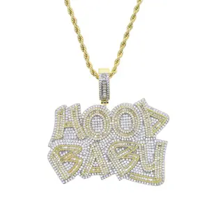 Dropshipping Tùy Chỉnh Hip Hop Đồ Trang Sức Charms Mặt Dây Chuyền S925 Moissanite Chuỗi Tùy Chỉnh Tên Mặt Dây Chuyền Vòng Cổ Kim Cương Iced out Người Đàn Ông N/A