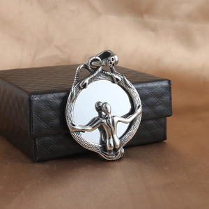 Stainless Steel <b>Magic</b> Mirror Pendant With Buddha Statue Design Unisex Punk Retro Necklace Gift 231091 - Product Image 3