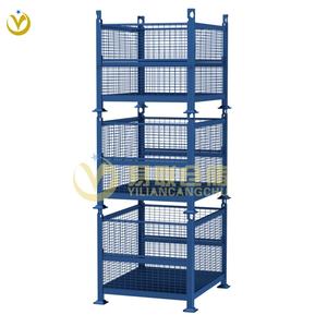 כלוב רשת תיל מצופה אבקה מתכתית, מיכל אחסון מתקפל וניתן לערום, פלדה, קיבולת 1200 ק\\\"ג, הגנה לוגיסטית למחסן - Product Image 4