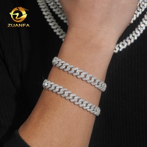 Spedizione da Magazzino USA 10mm a 2 File in Argento Massiccio 925 Stile Hip Hop con Diamanti Moissanite VVS1 Iced Out Catena e Bracciale Miami Cuban - Product Image 5