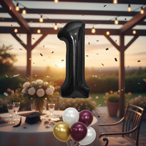 Palloncino Mylar 32 pollici numero 1 nero per eventi di laurea e celebrazioni per la festa della mamma ordine minimo 100 pezzi - Product Image 3