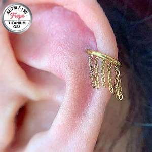 Pendientes de <span class=keywords><strong>Aro</strong></span> de Titanio ASTM F136 16G con Cadena de Borlas para Nariz, Septum, Hélix y Lóbulo, Joyería para Mujer y <span class=keywords><strong>Hombre</strong></span> - Product Image 5