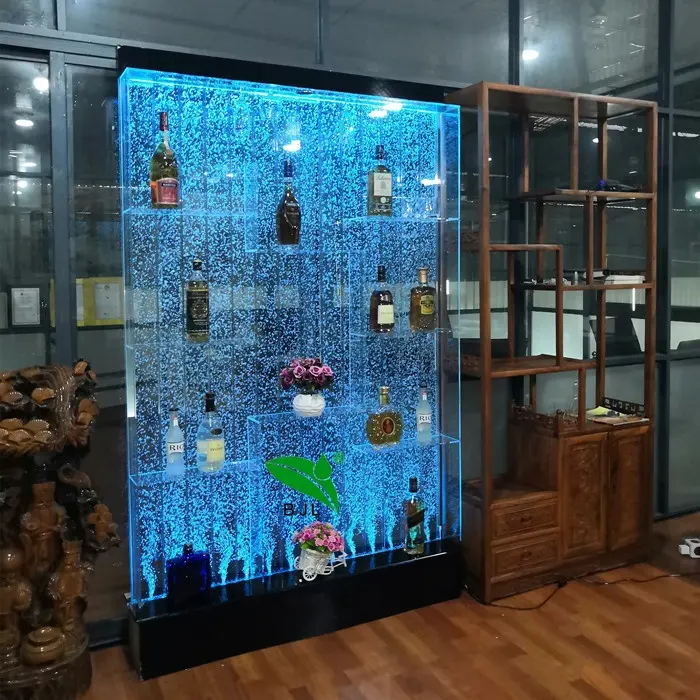Đồ Nội Thất Quán Bar Gia Đình Nhà Hàng Đèn LED Đổi Màu Tủ Rượu Bằng Acrylic Gắn Tường Hình Bong Bóng Nước