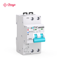 Disjoncteur miniature 2P Zigbee IoT sur rail DIN 145-230V 63A avec télécommande, mesure et protection contre les surtensions/sous-tensions Chayo