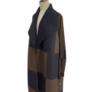 Abaya plissée style Miyake, noir et marron à carreaux, manches longues, devant ouvert, col à revers, robe ample, résistante aux plis, vêtement d'extérieur pour femmes musulmanes - Product Image 2