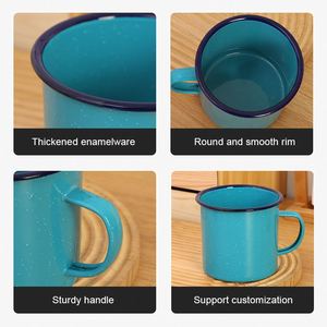 Mug en émail personnalisé avec logo imprimé, résistant au lave-vaisselle et au micro-ondes, pour le camping, les voyages en plein air, vente en gros, pour boissons et café - Product Image 3