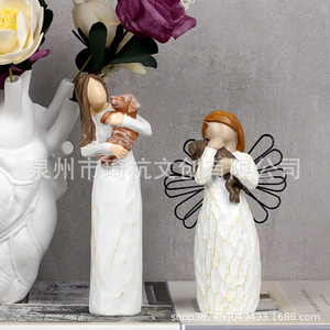 Qi Hang Angel Figurines Handmade Decor For Home Living Room Bedroom <b>Table</b> Housewarming Gift - Product Image 4