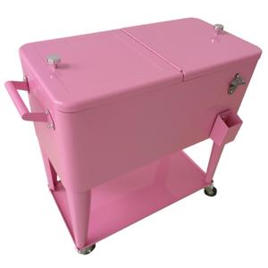 73L Practical Rollable Cooler Cart Metal Cooling Box Keep <strong>Cool</strong> Ice Chest <strong>with</strong> <strong>Wheels</strong> for Garden - Product Image 3