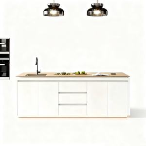 Set di mobili da <span class=keywords><strong>cucina</strong></span> moderni su misura <span class=keywords><strong>con</strong></span> <span class=keywords><strong>tavolo</strong></span> e lavandino in PVC intero pannello in melamina popolare cucine contemporanee - Product Image 3