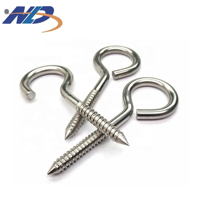 Wholesale Jewelry Small Industry 5x10 Carbon Steel Iron Silver Self Tapping Wood Hook Stainless Closure Pin Eye Screw