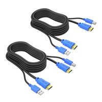 Câble KVM USB MT-VIKI (lot de 2) - 1,8 m, Cordon double HDMI USB A/B 4K pour commutateur KVM standard