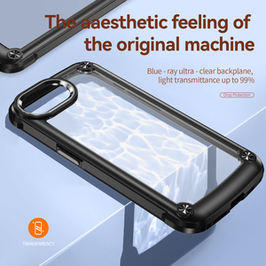 Para <span class=keywords><strong>iPhone</strong></span> 16E Funda transparente con botón de marco de cámara de metal TPU + PC 2 en 1 Funda trasera de teléfono móvil a prueba de golpes para <span class=keywords><strong>iPhone</strong></span> 16E <span class=keywords><strong>SE</strong></span> 2025 - Product Image 2