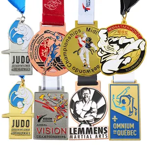 Fabrik benutzer definierte Medaillen Sport Metall Kung Fu Wkf Jiu Jitsu Judo Medaillen Maßge schneiderte Gold Silber Kupfer 3d Taekwondo Karate Medaillen