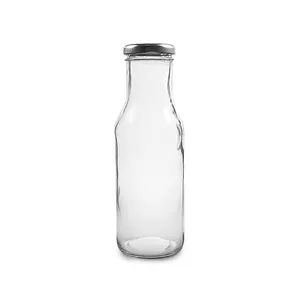 300Ml Vuursteen Glazen Fles Voor Sap Glas Sap Drank Flessen Met Gouden Covers Groothandel