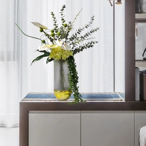 Vase en verre de luxe minimaliste de style nordique, directement de l'usine, avec motif en relief et base plaquée or, accompagné de <span class=keywords><strong>fleurs</strong></span> artificielles - Product Image 3