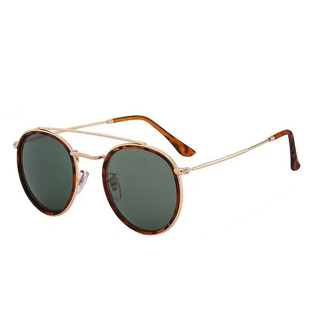 Sonnenbrille Damen/Herren Vintage Runde Sonnenbrille Doppel balken Brand Designer Mirrored Lentes De Sol Hombre/Mujer UV400