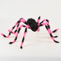 Vente en gros d'araignées géantes en fourrure pour la décoration d'Halloween, accessoires de fête intérieurs/extérieurs, araignées en peluche multicolores de 50 à 200 cm, personnalisables