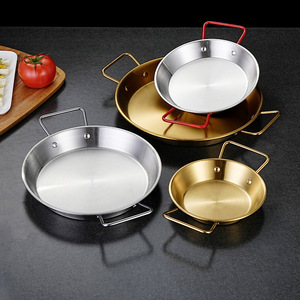 Sartén para Paella Antiadherente de Acero Inoxidable Dorado para Cocina, Restaurante y Hogar, Olla para Mariscos con Doble Asa - Product Image 3