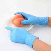 Gants en nitrile bleus jetables sans poudre, boîte de 100 pièces, utilisation en beauté, bon prix