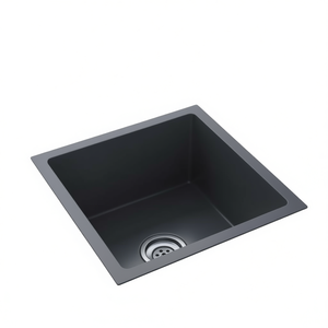 Lavello da Cucina in Acciaio Inox Nero Quadrato a Vasca Singola da Appoggio, Finitura Opaca, Design Minimalista - Product Image 1