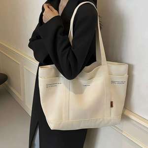 Hot selling oversized canvas tote <b>bag</b>, <b>reusable</b> and customizable with printed letter logo shopping <b>bag</b> - Product Image 2