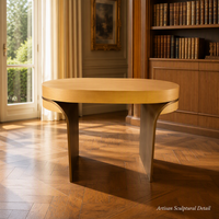 Bureau d'écriture en chêne arrondi avec tiroir frontal sculptural, table de bureau moderne pour la maison, mobilier en bois naturel
