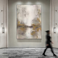 Grande toile d'art moderne originale, peinture abstraite vintage marron beige, paysage peint à la main, œuvre d'art murale encadrée
