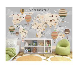 Revêtement mural personnalisé <span class=keywords><strong>en</strong></span> <span class=keywords><strong>3d</strong></span> pour enfant, motif dessin animé, cartes du monde - Product Image 1
