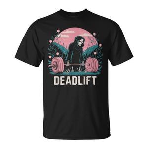 T-shirt de musculation Deadlift Skeleton Fitness Goth Tarot Card Gym Workout - Product Image 1