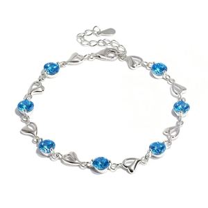 Bracelet en argent sterling S925 avec zircon bleu en forme de cœur, bijou de main raffiné et unique pour femme, idéal pour le quotidien, les rendez-vous et les cadeaux de fêtes - Product Image 1