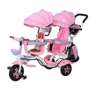 Tricycle à deux places pour bébés, vente en gros, haute qualité