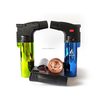 Briquet électronique à flamme jet personnalisé pour gros cigares, allumage au gaz butane, torche de camping en plein air, briquet en plastique avec logo OEM/ODM