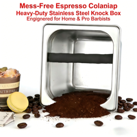 Petite boîte à café en acier inoxydable avec base en caoutchouc pour barista, conteneur intégré pour les restes de café, boîte à café expresso